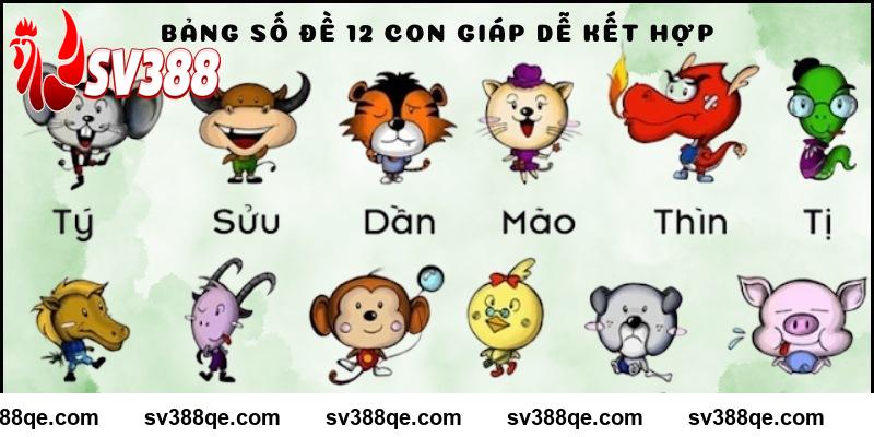 SV388 bảng số đề 12 con giáp dễ kết hợp